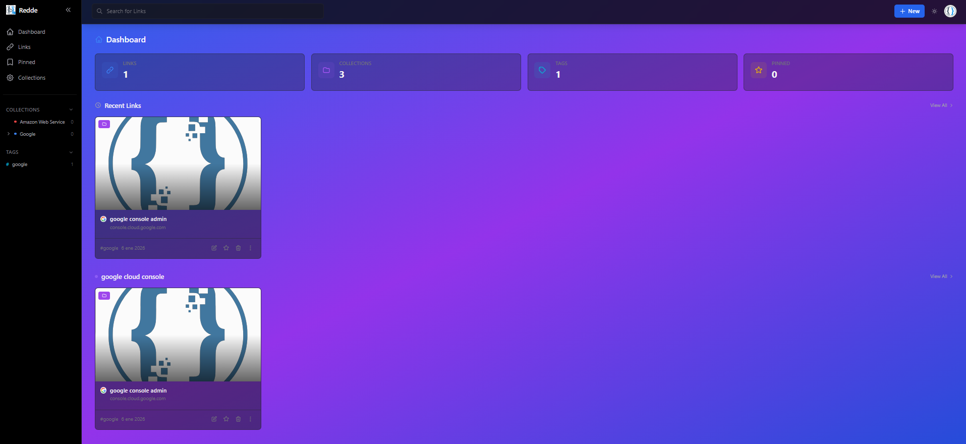 Bookmark Manager - Dashboard principal
